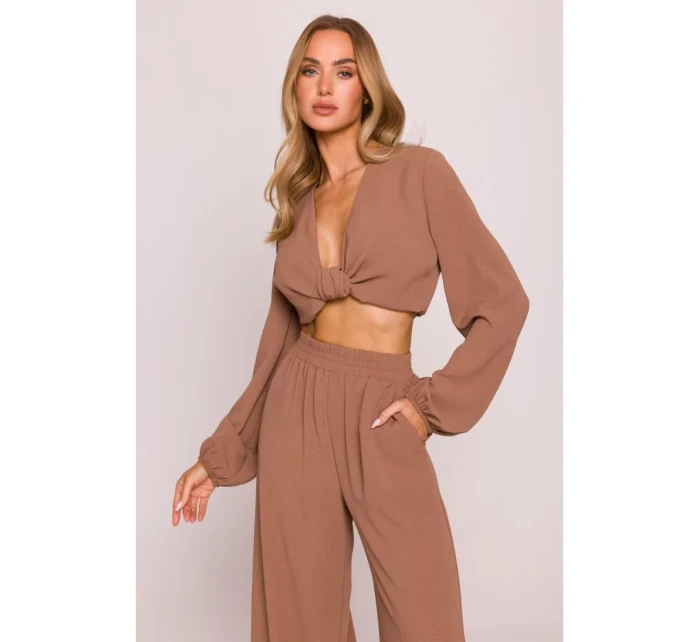 model 21136179 Kalhoty se širokými nohavicemi čokoládové - Moe