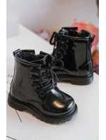 Dětské lakované kotníkové boty na zip, Black Tibbie