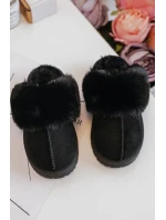Dětské pantofle s kožíškem, Black Birasta