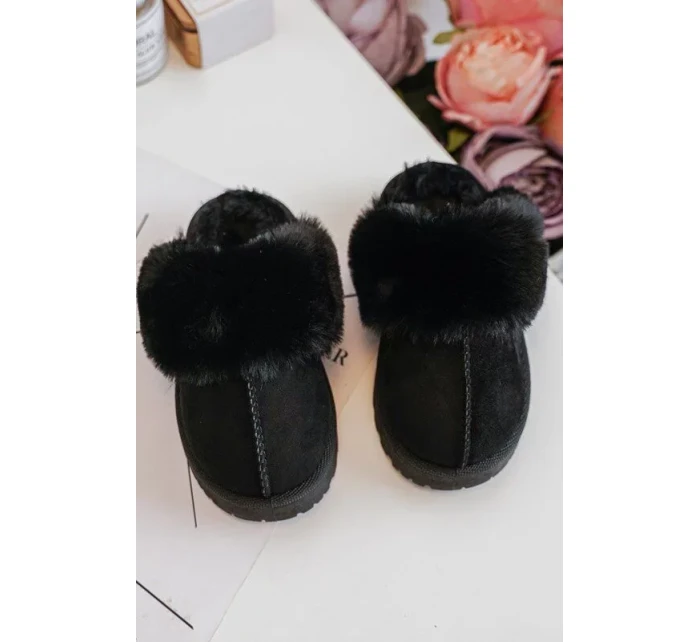 Dětské pantofle s kožíškem, Black Birasta
