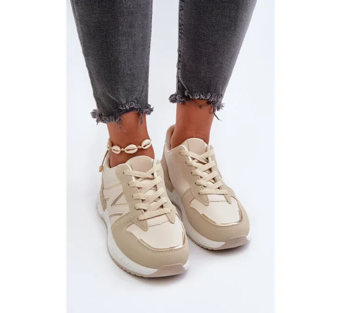Béžové dámské tenisky vyrobené z eko kůže model 20447635 - Kesi Béžové dámské tenisky vyrobené z eko kůže model 20447635 - Kesi