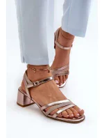 Dámské sandály na nízkém podpatku vyrobené z eko kůže Sergio Leone SK046 růžové zlato Dámské sandály na nízkém podpatku vyrobené z eko kůže Sergio Leone SK046 růžové zlato