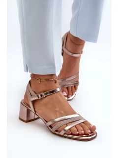 Dámské sandály na nízkém podpatku vyrobené z eko kůže Sergio Leone SK046 růžové zlato