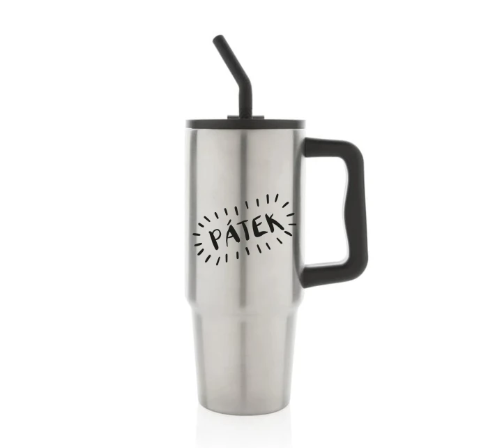 PÁTEK - stříbrný cestovní termohrnek 900 ml PÁTEK - stříbrný cestovní termohrnek 900 ml