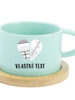 Personalizovaný keramický hrníček Makronka - dvě mapy jako srdce