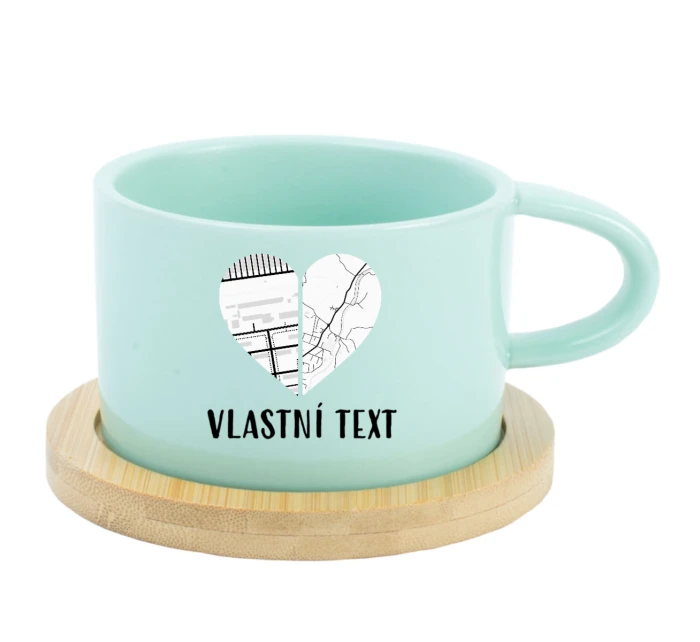 Personalizovaný keramický hrníček Makronka - dvě mapy jako srdce