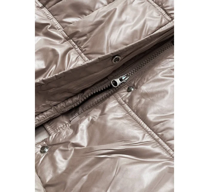 Krátká přechodná prošívaná bunda ve velbloudí barvě (H-202-1)