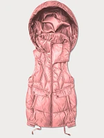 Dámská krátká bunda bez rukávů Goodlookin s odnímatelnou kapucí růžová (B8258-81)