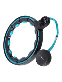 HHM17 HULA HOP ČERNÁ/TYRKYSOVÁ S MAGNETY A ZÁVAŽÍM + POČÍTADLO HMS
