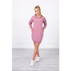 Šaty s kapucí tmavě růžové