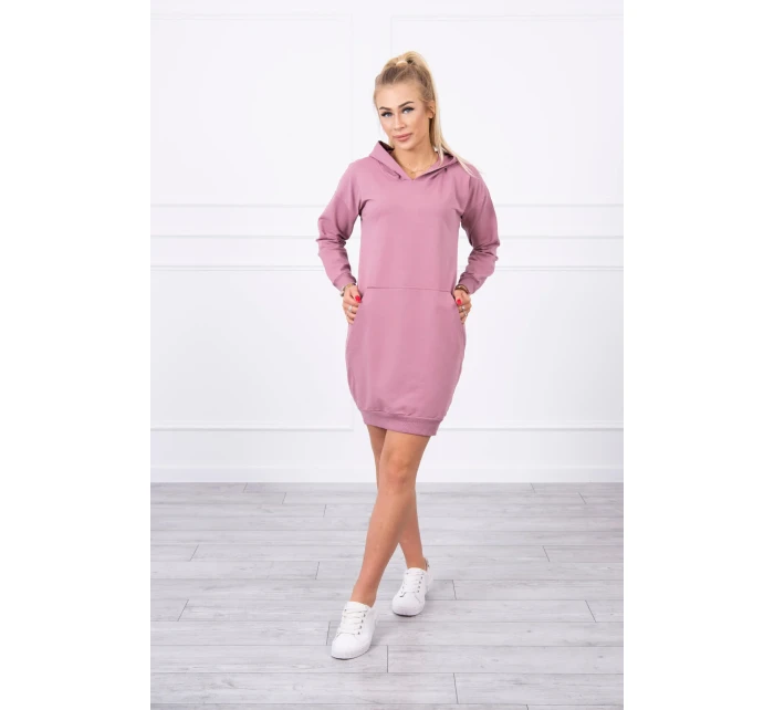 Šaty s kapucí tmavě růžové