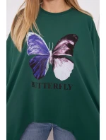 Oversize halenka s potiskem tmavě zelená