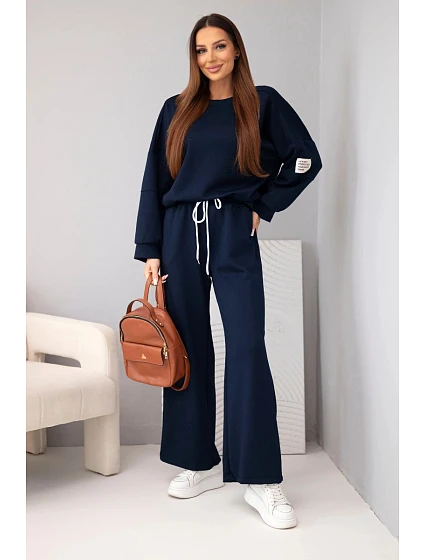 Dámský komplet máslový mikina + kalhoty granátová