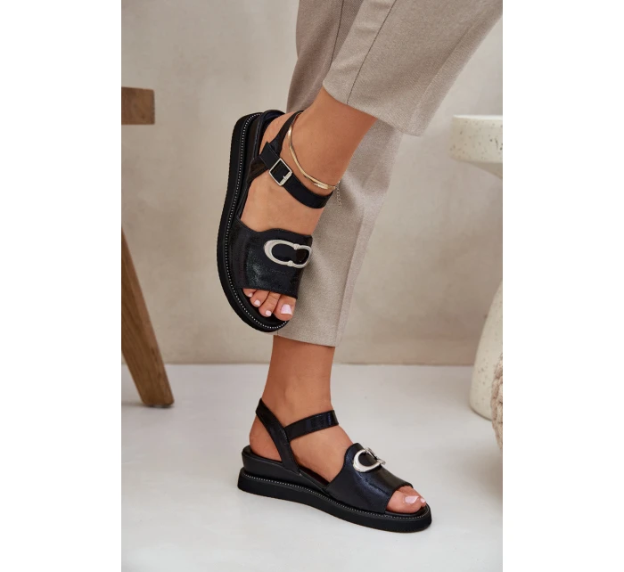 Dámské Sandály Na Klínu S Ozdobou Černé model 21685264 - Boto Dámské Sandály Na Klínu S Ozdobou Černé model 21685264 - Boto