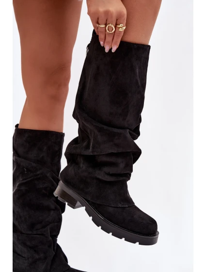 Damské Kozačky Izolované Nazouvací S Vlněnou Nástavbou Černé Ilvessa