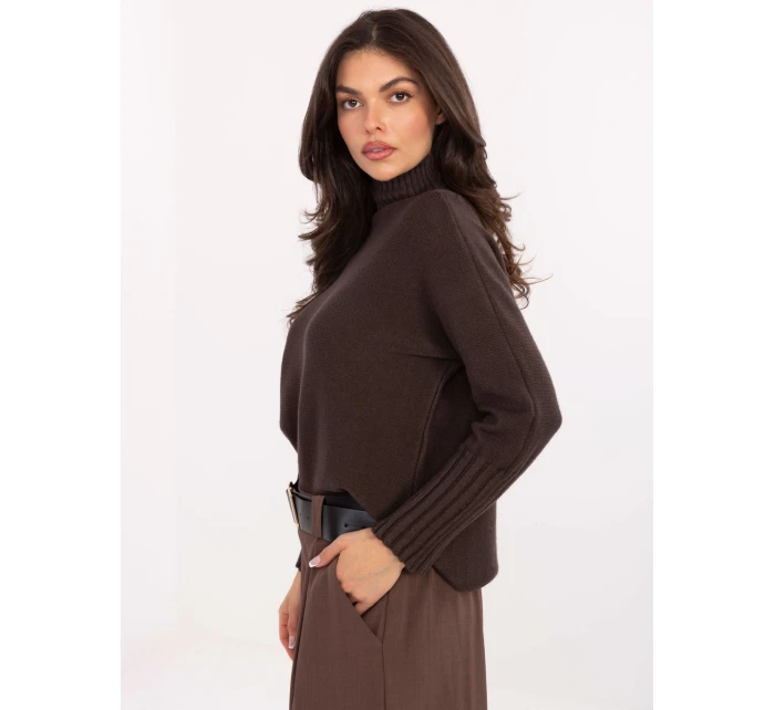 Sweter IT SW model 21469876 ciemny brązowy - FPrice Sweter IT SW model 21469876 ciemny brązowy - FPrice