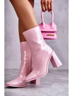 Dámské lakované kozačky Růžove Margit