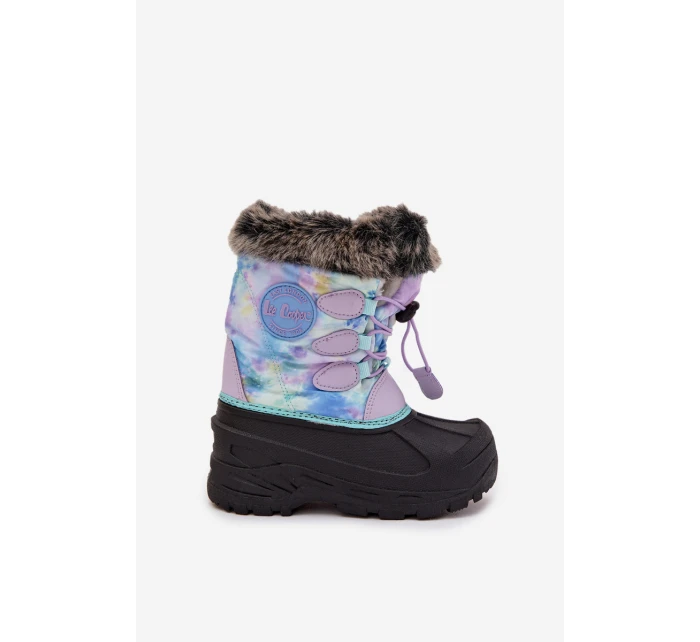 Dívčí sněhule s kožíškem a stahováním Lee Cooper – fialové