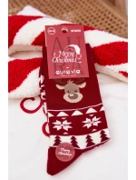 Pánské vánoční ponožky s motivem soba – bordó Pánské vánoční ponožky s motivem soba – bordó