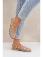 Elegantní Velurové Espadrilky S Květinami Dámské Béžové Zazoo 10177