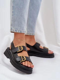 Eko Kožené Sandály S Přezkami Černé model 21684634 - Boto