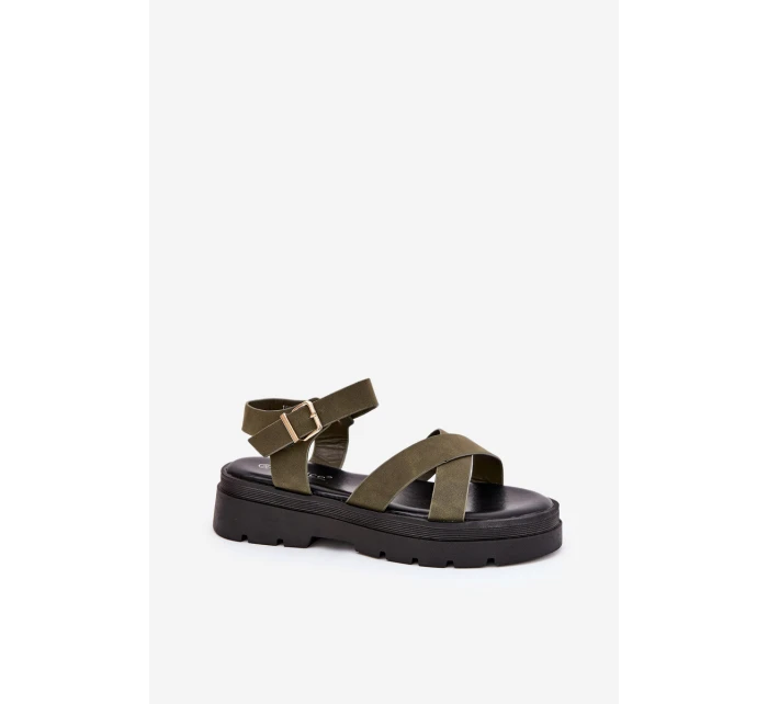 Dámské sandály na platformě z eko kůže tmavě zelené Gevinniser Dámské sandály na platformě z eko kůže tmavě zelené Gevinniser