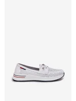 Kožené dámské polobotky na platformě bílé model 21696975 - EVENTO