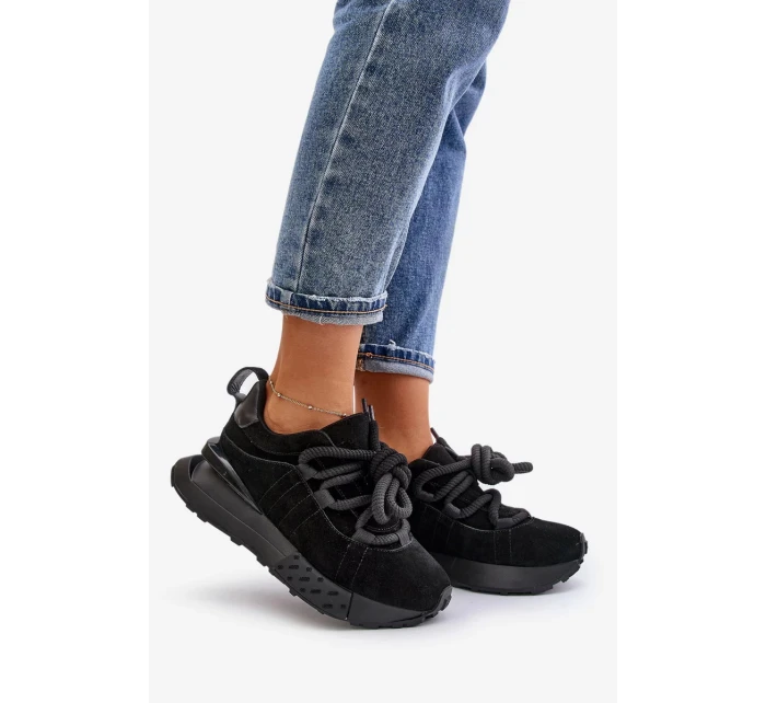 Semišové Dámské Tenisky Na Platformě S Tlustým Šněrováním Artiker Černé Semišové Dámské Tenisky Na Platformě S Tlustým Šněrováním Artiker Černé