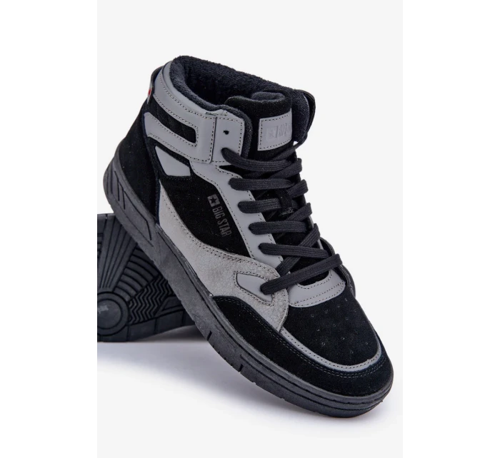 Semišové pánské tenisky Big Star OO174303 Hi-Poly System černo-šedé