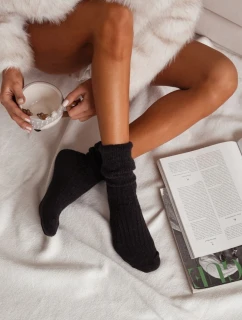 Dámské vlněné ponožky s motivem alpaky – černé