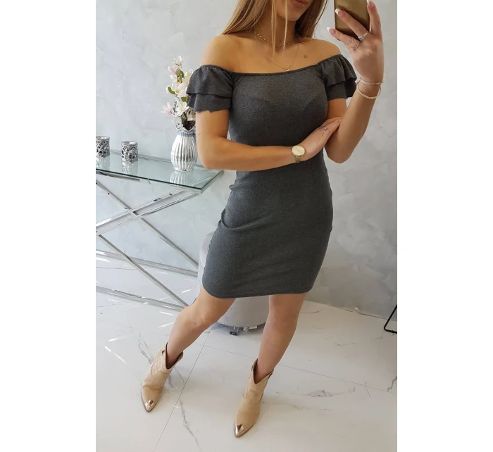 Pruhované nařasené šaty v grafitové barvě Pruhované nařasené šaty v grafitové barvě