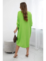 Oversize šaty s výstřihem do V jasně zelená