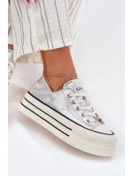 Dámské Kožené Tenisky Na Platformě GOE RR2N4108 Stříbrné