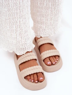 Pěnové Lehká Dámská Klapky Na Platformě model 21691476 Béžové - S.Barski