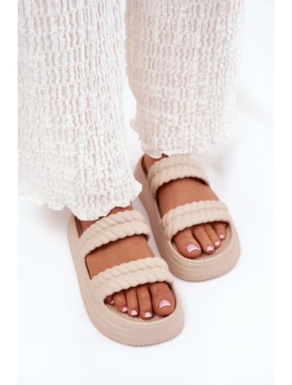 Pěnové Lehká Dámská Klapky Na Platformě S.Barski ZK51-001 Béžové