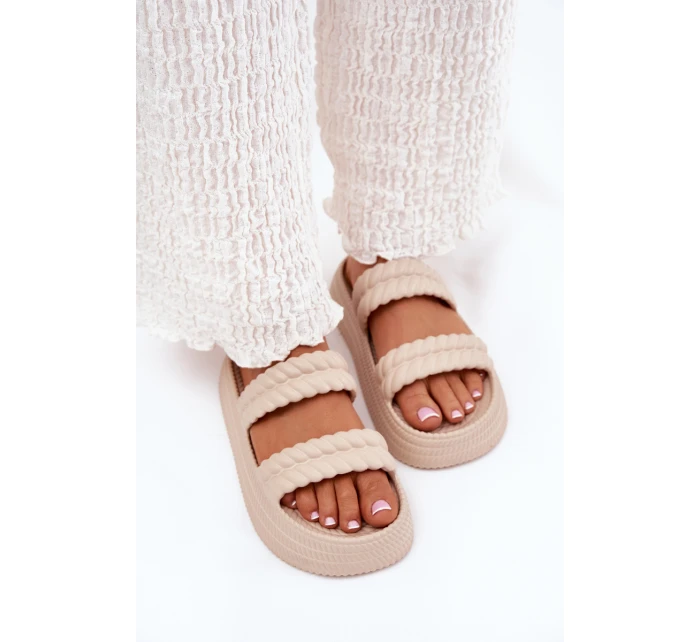 Pěnové Lehká Dámská Klapky Na Platformě S.Barski ZK51-001 Béžové