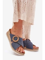 Dámské Pantofle Na Klínu S Přezkou  Modré model 21701893 - Inblu