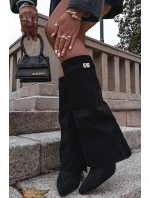 Kozačky Eko Velur Podpatky Na Zip Zateplené Ohnutý Svršek Béžové Evyra