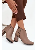 Kožené zateplené kotníkové boty na jehlový podpatek Béžové Ivessara Kožené zateplené kotníkové boty na jehlový podpatek Béžové Ivessara