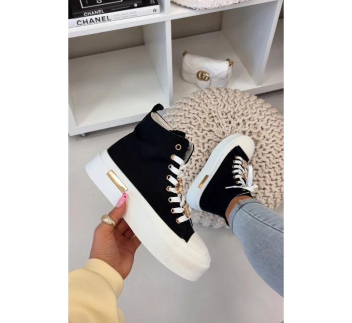 Dámské tenisky na platformě s přezkami černé model 21919391 - Boto