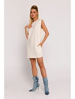M789 Mini šaty s vycpávkami na ramenou - krémové