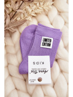 Dětské hladké ponožky s nášivkou, fialové