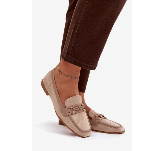 Dámské mokasíny / loafersy s ozdobným detailem – béžové Evelora Dámské mokasíny / loafersy s ozdobným detailem – béžové Evelora