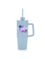 Personalizovaná cestovní termoska s průhledným víčkem - Akvarelový otisk