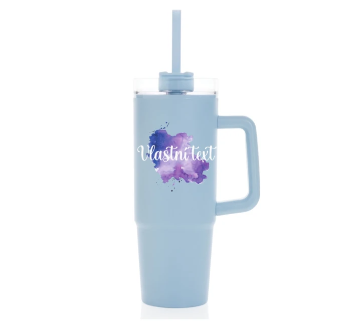 Personalizovaná cestovní termoska s průhledným víčkem - Akvarelový otisk
