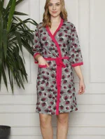 Dámský župan Y19255 šedý se vzorem - La Penna