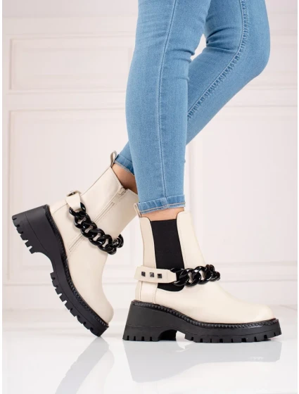 Jedinečné hnědé dámské kotníčkové boty na plochém podpatku Jedinečné hnědé dámské kotníčkové boty na plochém podpatku