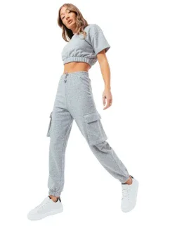 Justhype Sweat Crop Tričko-Cargo Joggers W LABON004