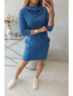 Džínové šaty s kapucí a kapsami