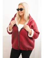 Dámská bunda Plus Size s kapucí a model 21439210 bordová - K-Fashion